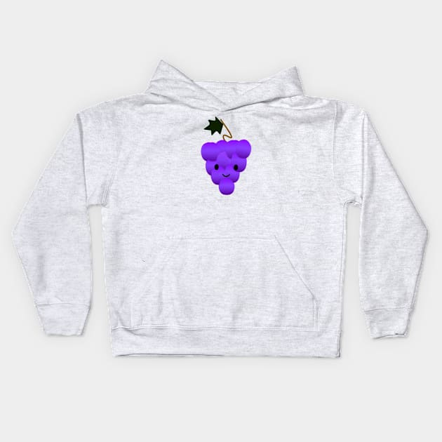 Cute Kawaii Purple Grapes Kids Hoodie by Hedgie Designs